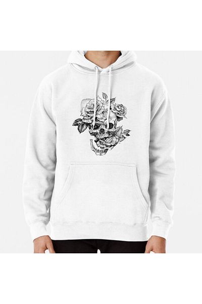 Hvit Stein Φούτερ με στάμπα Skull And Roses