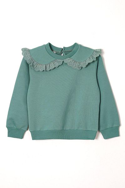zepkids Baby Collar Laced Long Sleeve Green Color Girl's Double Suit