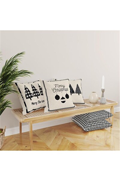 Evmila 4'lü Yılbaşı Temalı Kadife Kırlent Kılıfı 43x43 cm 4lü Set- Dekoratif ...