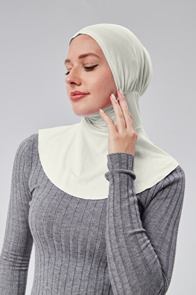 Sonbaharmoda Ecru Women'S SportS Hijab - Practical Hijab, Neck Collar, Snap-on Bonnet Combed Cotton S200
