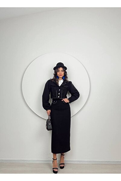 GİZONLY Γυναικείο μπλουζάκι με κουμπιά και φούστα