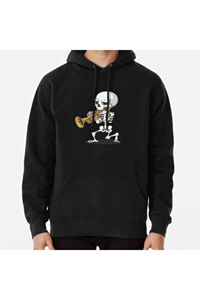 THEWERT Унисекс суитшърт с щампа на тромпет и скелет на Century Halloween