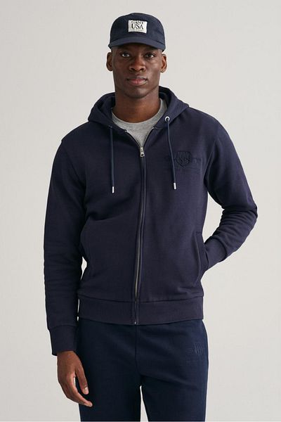 Gant Ανδρικό φούτερ με λογότυπο με φερμουάρ - Navy Blue
