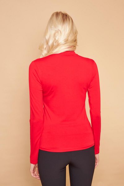 Jument Bluză cu mânecă lungă cu mânecă lungă din lycra, elegantă, din material, roșu