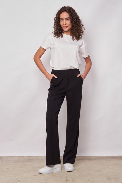 Jument Pantaloni de mers cu buzunare laterale cu talie înaltă din material textil modal de primăvară (cod bluză 20465)-negru