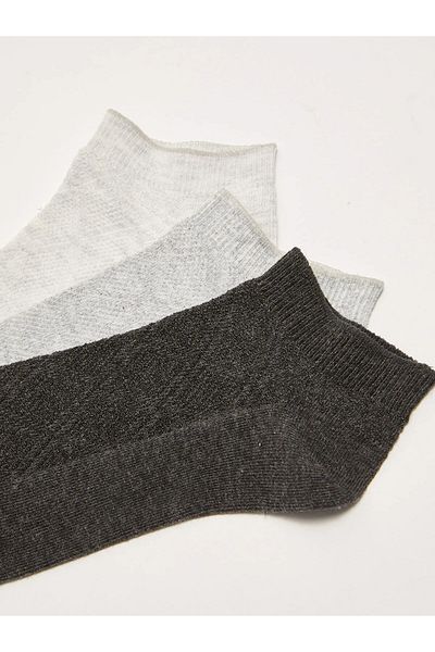 LC Waikiki Lcw Dream Anthracite Patterned Women's Booties Socks 3 Pack