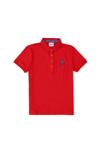 U.S. Polo Assn. Червена тениска с поло яка за момиче 50283286-VR030