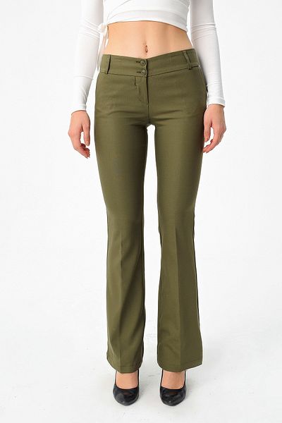Jument Pantaloni spanioli din lycra cu buzunar gros cu picior lat-kaki