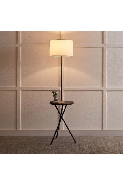 Home Box Omega Metal Floor Lamp with Side Table - 37x163 cm