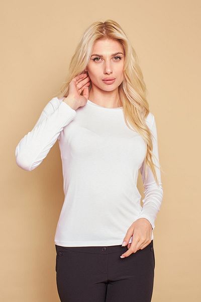 Jument Crew Neck Long Sleeve Lycra Stylish Fabric Blouse Body-white