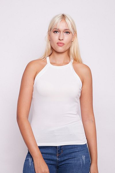 Jument Crew Neck Deep Sleeveless Lirak Crepe Crema de corp