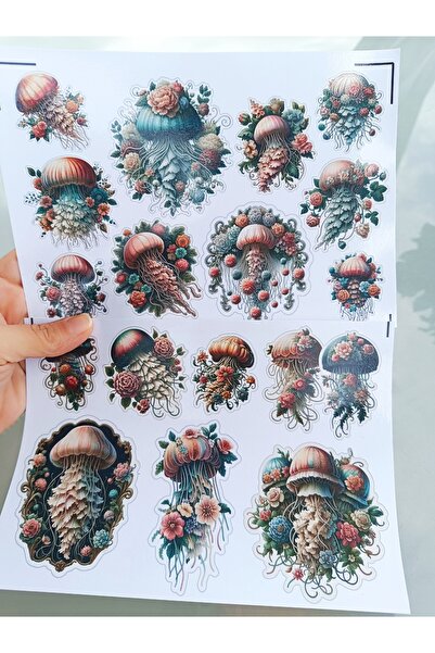 Pink Swan Craft Set de autocolante vintage cu model de flori în acuarelă - au...