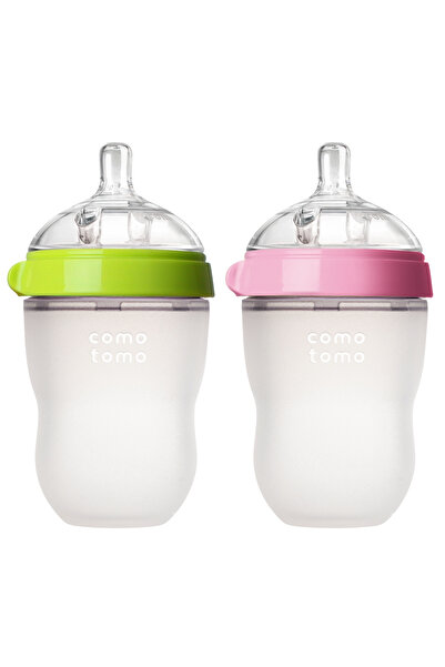 comotomo Antikolik Silikon Biberon 2'li 250ml Yes?il Ve Pembe