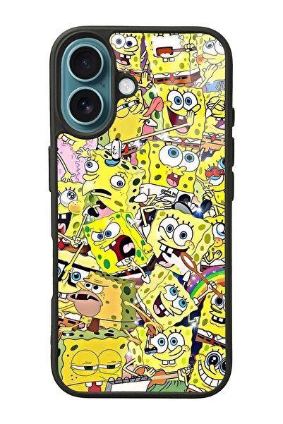 Spoyi iPhone 16 Sünger Bob Tasarımlı Glossy Telefon Kılıfı