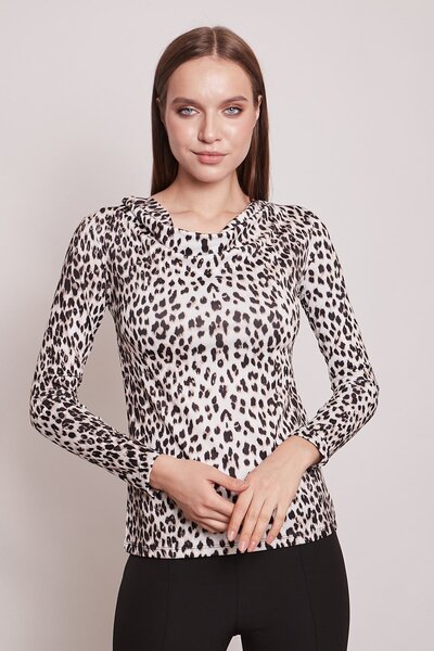 Jument Μακρυμάνικο ύφασμα Lycra με σχέδιο Degaje γιακά και μακρύ μανίκι - Μπε...