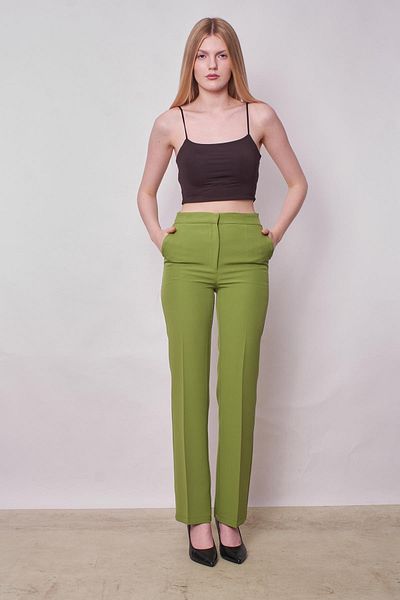 Jument Women's High Waist Side Pocket Pipe Leg Stylish Non-Wrinkle Light Lycra Fabric Classic Trousers (Jacket Jument 3