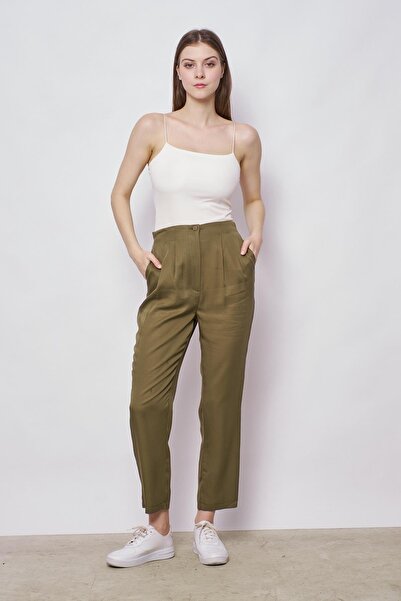 Jument Fluent Stylish Fabric - 100% Iyocell Flowing Smart Summer Pants - Khaki
