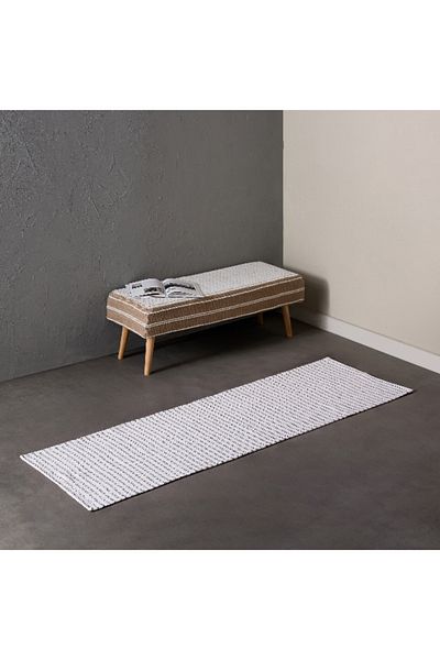 Home Box Allan Snow Recycled Cotton Dhurrie - 60x180 cm