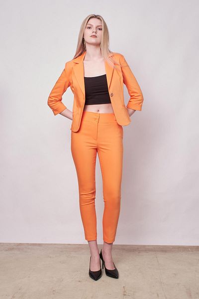 Jument Pantaloni din bumbac din lycra, cu talie înaltă, cu buzunare groase, până la gleznă - mango