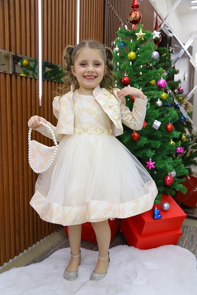 MİSS RAİN Flower Embroidered Tular Girl's Dress Bag with Jacket