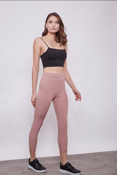 Jument High Waist Lycra Flexible Fabric Leg Zipper Detailed Stylish Fabric Trousers - Dark Powder
