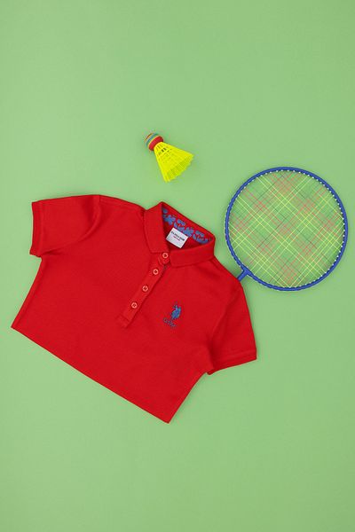 U.S. Polo Assn. Червена тениска с поло яка за момиче 50283286-VR030
