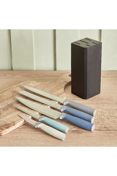 Home Box Cutelaria 6-Piece Knife Set with Block