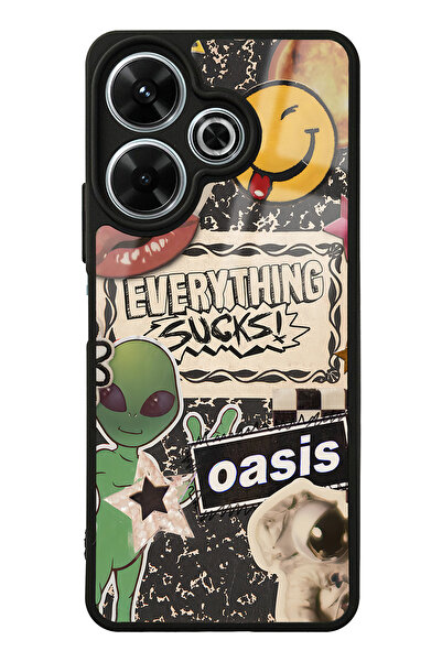 Spoyi Xiaomi Redmi 13 4G Retro Sticker Tasarımlı Glossy Telefon Kılıfı