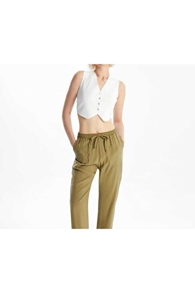 NEVEGE BUTİK ЖІНОЧИЙ КРОП-СВІТЕР З ГУДЗИЧКАМИ НА ГОРЛОВИНІ - БІЛИЙ