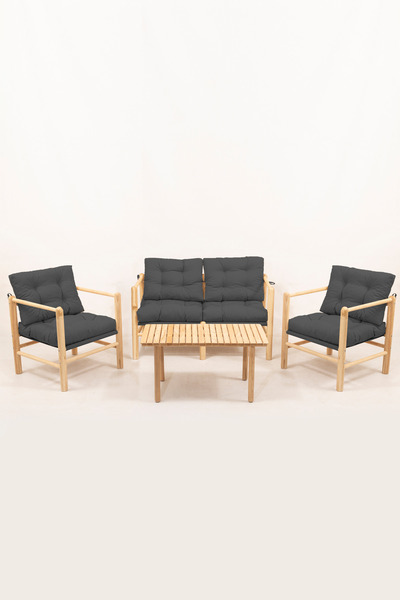 Meya Dekor Gloria Ahşap Balkon Bahçe Teras Oturma Grubu - Bahçe Mobilyası (mi...