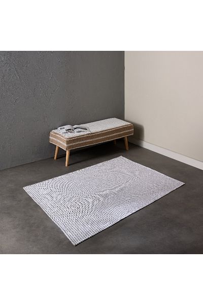 Home Box Allan Snow Recycled Cotton Dhurrie - 155x220 cm
