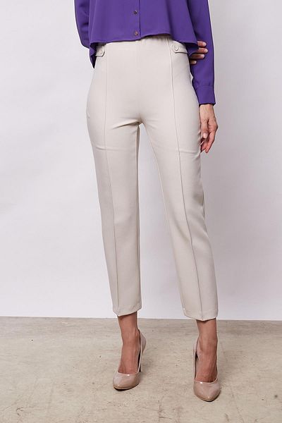 Jument High Waist and Buttoned Light Lycra Women's Trousers - Champagne
