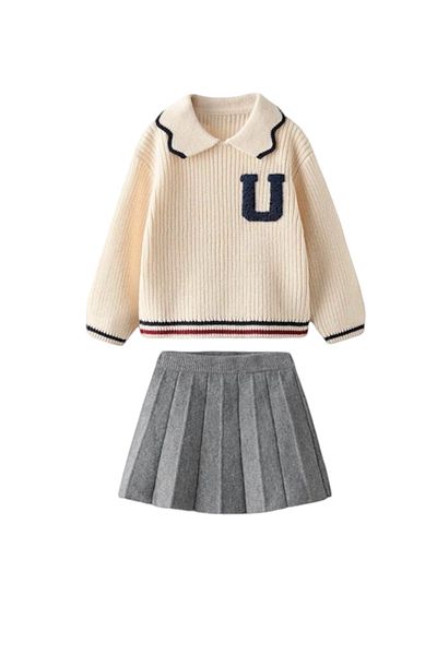 Daisy Dolly Girl's Cotton Yarn Knitwear Skirt Suit