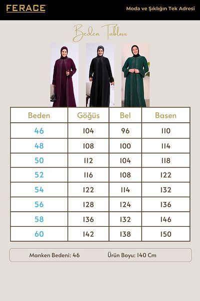 Ferace Γυναικείο Μακρύ Βραδινό Φόρεμα Hijab Plus Size Μαύρο
