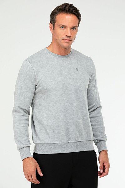 speedlife Ανδρικό φούτερ Grey Melange Regular Cotton O Neck Basic xc2372