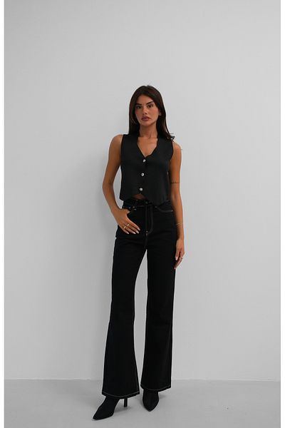Black Fashion Glitter Knitwear Black Vest