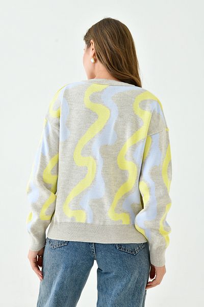 lovebox Farbenfroher Strickpullover mit Rundhalsausschnitt und langen Ärmeln für Damen 0257