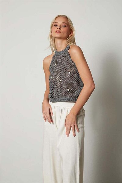 Avrile Black Knitwear Undershirt - Women with Seashells