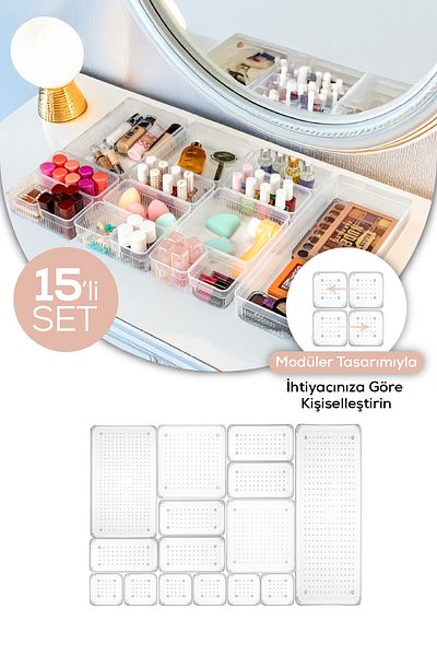 Evlinya Organizer συρταριών 15 - Αξεσουάρ καλλυντικών κοσμημάτων Organizer πολλαπλών χρήσεων