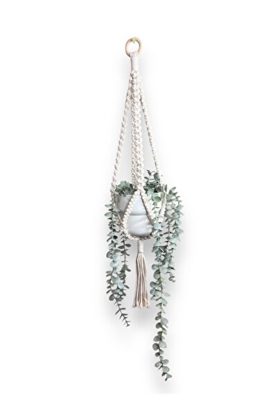 My Royal Macromes Makrome Balkon Saksı Askısı, Tavana Asılan Çiçeklik, Dekoratif Bitki Askısı, Çiçek Askısı