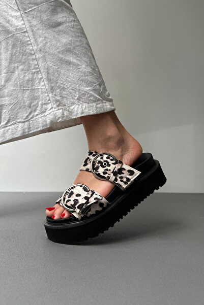 Mupa Shoes Γυναικείες παντόφλες ΜΠΕΖ LEOPARD με σχέδιο