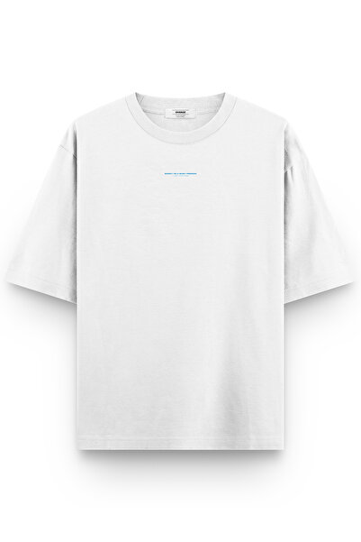 Overoz Унісекс оверсайз футболка - Busy з принтом на спині, біла, модель 1200