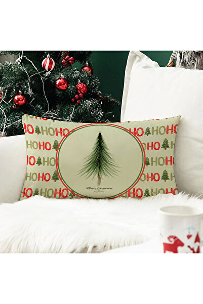 Evmila Față de pernă din catifea cu model de copac cu tema de Anul Nou 35x55 ...