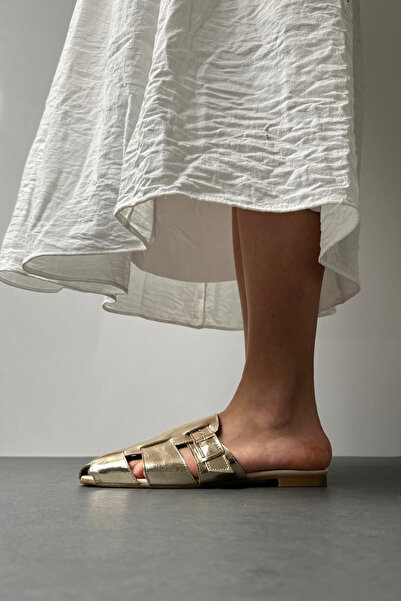 Mupa Shoes Women's Slipper GOLD Patent Leather