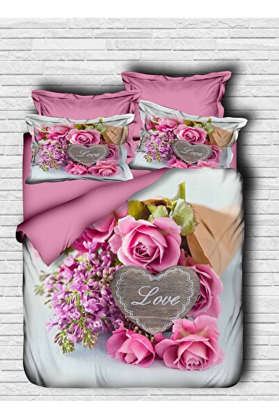 Fabeteks Bridal Flower Love 3D Digital Double Duvet Cover Set