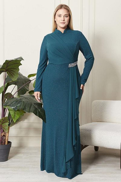 Ferace Γυναικείο βραδινό φόρεμα Plus Size Glitter Stone