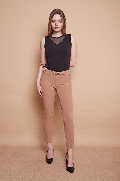 Jument Παντελόνι από ύφασμα με χοντρή ζώνη D πόρπη Lycra μέχρι τον αστράγαλο