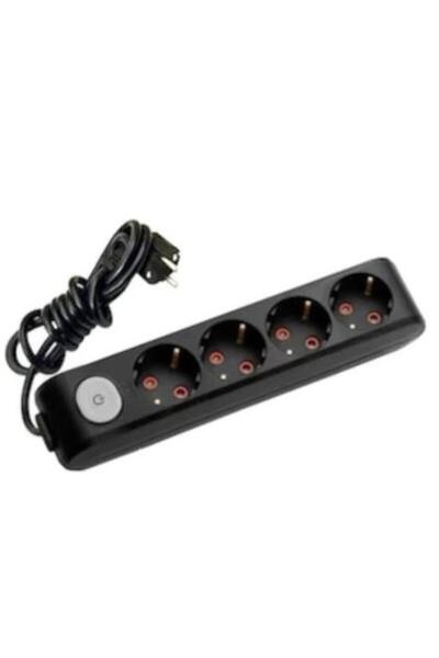 VİKO Viko Multi-let Anahtarlı 4 Lü Priz'li - 3 X 1,5 Ttr Kablolu - Uzatma 7 Metre Siyah
