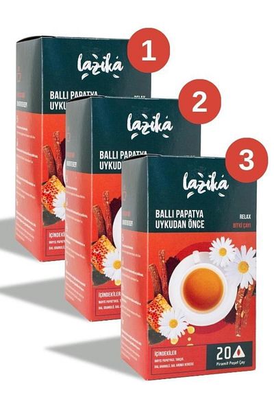 LAZİKA (SET OF 3) Honey Chamomile Relaxation Tea 20 Pyramid Bags