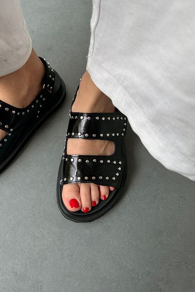 Mupa Shoes Black Stone Detailed Women's Sandals